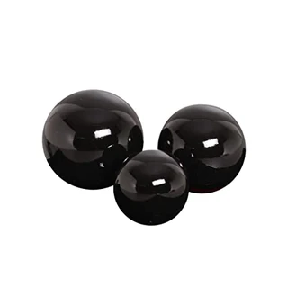 Conjunto Trio De Esferas Bolas Cerâmica Decorativa Centro de mesa Enfeite Preto