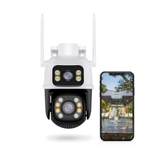 B0D1VNX871 - Câmera AB28 de Segurança WiFi Smart com Lente Dupl