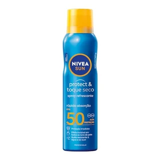 NIVEA SUN Protetor Solar Spray Protect & Toque Seco FPS 50 200ml - FPS 50, sensação refrescante na pele, rápida absorção, não oleoso, alta proteção UVA/UVB, muito resistente à água, embalagem spray