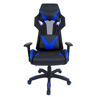 Cadeira Gamer Pelegrin em Couro Pu Reclinável Pel-3014 Preta e Azul