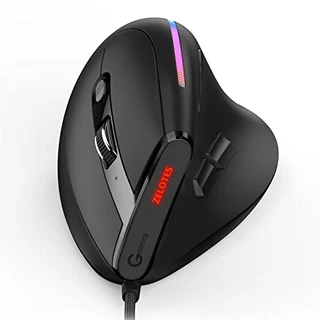 Bozony Mouse vertical T-50 Mouse com fio 9 teclas RGB mouse óptico 6 marchas DPI Design ergonômico preto