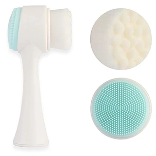 Escova de limpeza facial 2 em 1, escova de limpeza facial de silicone dupla face, escova de massagem