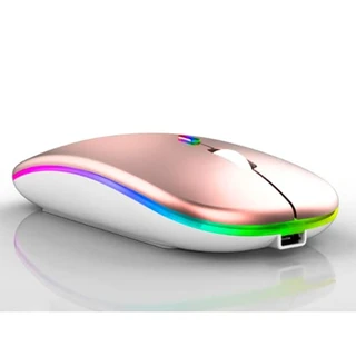 Mouse Sem Fio Recarregável Óptico Wireless Led Rgb Colorido Ergonômico Usb 2.4 Ghz TAMO (ROSA)