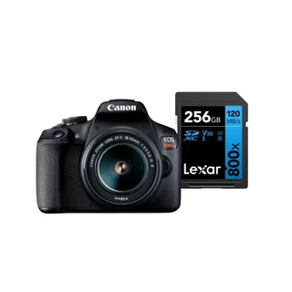 Câmera Digital Canon EOS Rebel T7+ S18-55 IS II BR kit com Cartão de Memória Lexar Blue 256GB