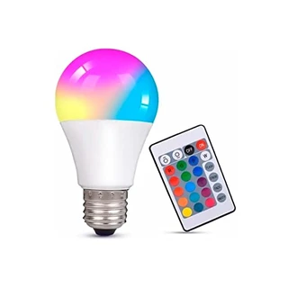 Lâmpada De Led Colorida RGB Com Controle Remoto Bivolt Para Quarto Bulbo Regulável Base Parafuso 16 Cores 5w E27