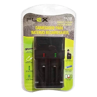 Carregador de Baterias 18500 18650 22650 26650 Lanterna Tática 3,7v a 4,35v Micro USB FLEX FX C09