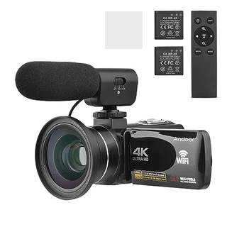 XIBANY 4K Câmera de vídeo digital WiFi Filmadora DV Gravador 56MP 18X Zoom digital 3,0 polegadas IPS Tela sensível ao toque Suporta detecção de rosto Visão noturna IR Antivibração com 2 pilhas +