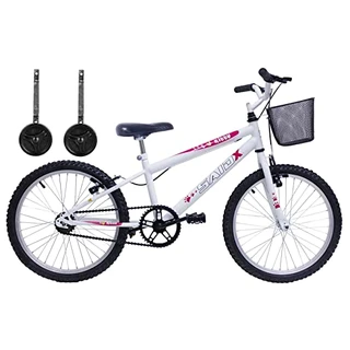 Bicicleta Aro 20 Bike Infantil Meninas feminina cesta rodinhas Saidx (Branco)