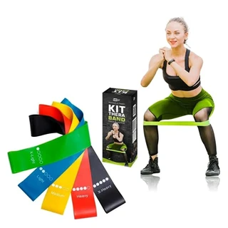 Kit 5 Faixas Exercicios cinco intensidades Mini Band Extensor Academia Yoga Pilates Fitness Crossfit