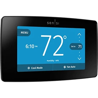 Emerson Termostato inteligente Sensi Touch Wi-Fi com tela sensível ao toque colorida, funciona com Alexa, certificação Energy Star, fio C necessário, ST75 preto 14,3 cm x 8,6 cm x 3 cm
