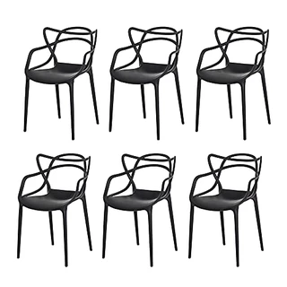 B09CHGK4WQ - Kit 6 Cadeiras Allegra Preta Sala Cozinha Jantar