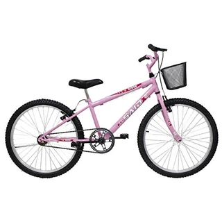 Bicicleta Aro 24 Feminina Mono Sem Marcha Com Cesta Saidx (Rosa)