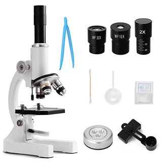 Chusui Microscópio óptico monocular 64X-2400X Escola primária Ciência para crianças Biologia experimental Microscópio para ensino de para crianças ZL
