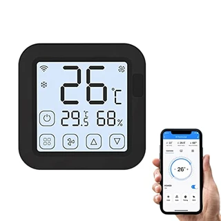 Tuya Smart Wifi IR Condicionador de Ar Condicionado Termostato com Display LCD App Control Monitor de Sensor de Temperatura e Umidade Compatível com Alexa Google Home para Mini Split Portátil AC