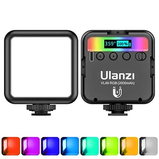 ULANZI Luzes de vídeo VL49 RGB, luz de câmera LED 360° iluminação portátil colorida para fotografia com 3 sapatos frios, 2000 mAh CRI recarregável 95+ 2500-9000K lâmpada de painel regulável suporta atração magnética