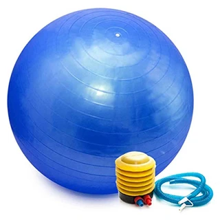 Bola Pilates Yoga Abdominal Ginastica Fitness 55 cm C/Bomba Cor: Azul