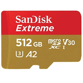 Cartão de memória SanDisk 512GB Extreme microSDXC UHS-I com adaptador - C10, U3, V30, 4K, A2, Micro SD - SDSQXA1-512G-GN6MA