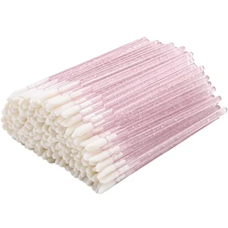 200 pçs/conjunto aplicadores de lábios descartáveis escova labial, batom cristal brilho labial kits de ferramentas de maquiagem beleza, rosa