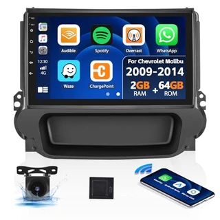 2 + 64 G Android 13 estéreo para carro Chevrolet Malibu 2009-2014 com Apple Carplay Android Auto sem fio, rádio automotivo com tela sensível ao toque de 9 polegadas com GPS, WiFi, navegação GPS,