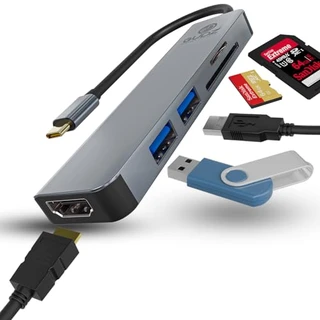 GUDZ Hub Adaptador Multiportas USB Alimentação Tipo C Com Entrada HDMI, USB A, Leitor De Cartão SD, Cartão TF, Resolução 4K Full HD, USB 3.0 | Compatível Com Laptop HP, Dell, Lenovo, Macbook