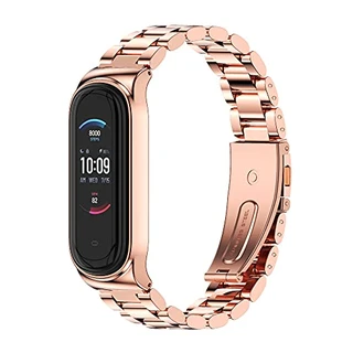 MIJOBS Pulseira para Amazfit 5 pulseiras de substituição de metal compatível com relógio smartwatch Amazfit 5 Fitness Tracker (contas, ouro rosa)