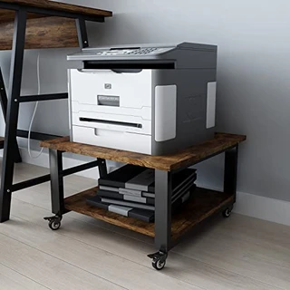 PUNCIA Suporte para impressora a laser de 2 camadas,50x50cm Suporte para copiadora de mesa de impressora grande sob a mesa,Carrinho de rodas para serviço pesado para Escritório doméstico