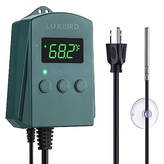 LUXBIRD Controlador de termostato digital de aquecimento térmico 10A 1200 W para mudas, répteis e cerveja, reprodução, incubação, estufa, ventiladores, dispositivo de resfriamento, certificado FCC de 32 ~ 45 °C