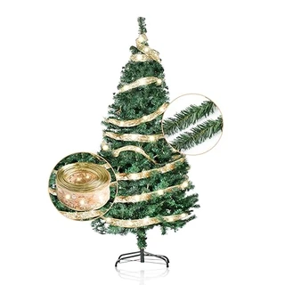 Arvore de Natalc 1,50 M 380 Galhos Com Fixa de luz de LED（10m） *1 e Tiras de Imitação de Lã（5,4m） *2 Árvore de Natal Verde