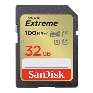 SanDisk Cartão de memória 32GB Extreme SDHC UHS-I - C10, U3, V30, 4K, UHD, cartão SD - SDSDXVT-032G-GNCIN