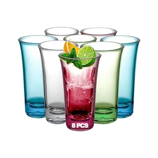 XXIV Solar terms Conjunto de copos de shot multicoloridos - conjunto de 8 copos de shot de 59 ml - base grossa, acrílico resistente, design transparente - perfeito para tequila e coquetel - ótimo