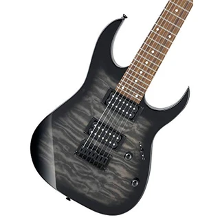 Ibanez GRG Guitarra elétrica de corpo sólido de 7 cordas, direita, explosão solar preta transparente, completa (GRG7221QATKS)