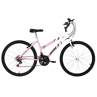 Bicicleta de Passeio Ultra Bikes Esporte Bicolor Aro 24 Reforçada Freio V-Brake – 18 Marchas Feminina Rosa Bebê/Branco