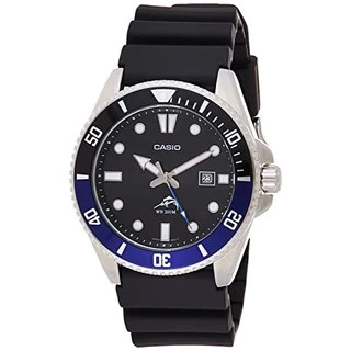 Casio Relógio de mergulho masculino MDV106-1AV 200 M WR preto (MDV106-1A), Preto/azul, Clássico