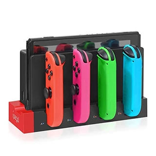 Base de carregamento compatível com Nintendo Switch JoyCon, suporte de 1 a 4 peças Joy Con, estação de suporte para carregador com indicador LED individual para Nintendo Switch Joy-con