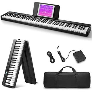 Eastar Teclado EP-10 Principiante digital dobrável 88 Teclas de tamanho completo, piano elétrico portátil Bluetooth com bolsa de piano