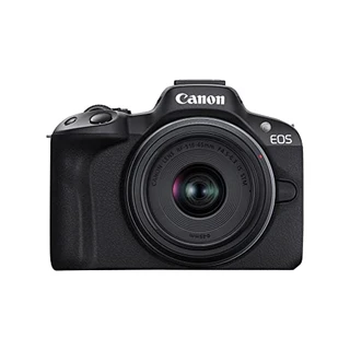 Canon Câmera EOS R50 sem espelho para vlog (preto) com RF-S18-45 mm F4.5-6.3 é lente STM, 24,2 MP, vídeo 4K, detecção de assunto e rastreamento, compacta, conexão para smartphone, criador de conteúdo
