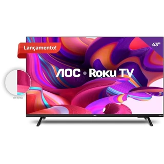 AOC 43S5135/78G - Smart TV LED 43" Full HD, Design sem bordas, Wifi, Conversor Digital, USB, HDMI
