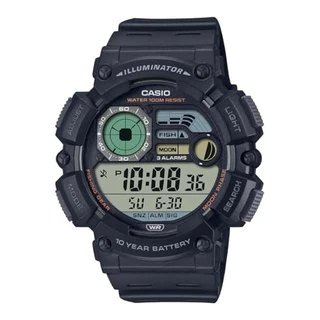 Casio Relógio masculino multifuncional digital com mostrador transparente pulseira de resina WS-1500H-1AVDF., preta, pulseira, Preto, correia