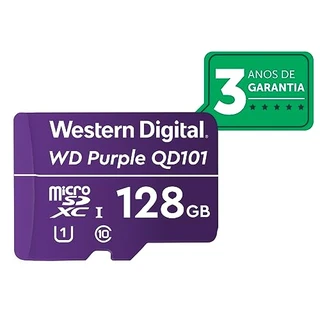 Cartão de Memória Com 3 anos de Garantia Micro SD 128GB WD Purple Intelbras