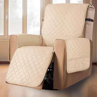 Ciao Stilista Capa de cadeira para cadeira reclinável, acolchoada com alça de fivela elástica para idosos, capa reclinável lavável antiderrapante com bolsos de armazenamento em ambos os lados, tamanho