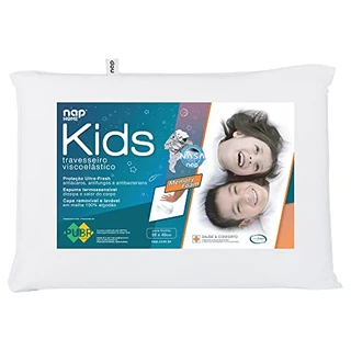 Travesseiro Nasa Kids Viscoelástico D28 - Antiácaro - Branco - capa 100% algodão - Nap