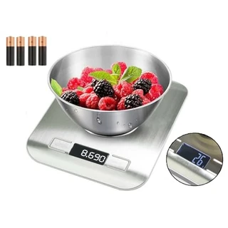 Balança Digital Cozinha de Aço Inox 10kg-5kg - Com Alta Precisão Visual Lindo - P/Dietas, Fitness, Pesagem Alimentos e Comidas, Nutrição. Alimentação, Culinária