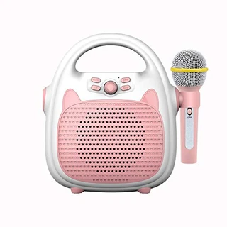 Karaoke Infantil com Microfone Recarregável Alto-Falante de Karaokê Portátil para Meninos Meninas