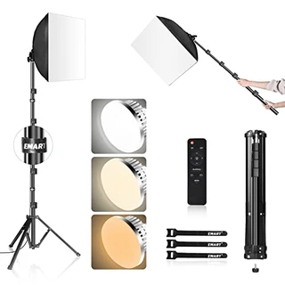EMART Kit de iluminação Softbox, caixa macia de 40,64 cm x 40,64 cm e temperatura de 3 cores 3000-5500 K 85 W kit de luz de LED com controle remoto, kit de luz profissional para fotografia Softbox para retrato, gravação de vídeo, filmagem (pacote com 1)