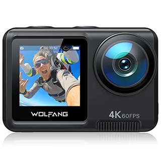 Câmera de Ação WOLFANG GA420 4K 60FPS 24MP WiFi Câmera à Prova d'Água Subaquática EIS 3.0 Zoom 8x Câmera de Capacete (Microfone Externo, Controle Remoto, 2x1350mAh Baterias e Kit de Acessórios)