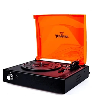 B07ZZG29VX - Vitrola Toca Discos Treasure Orange Black com soft