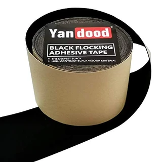 Yandood Fita adesiva de flocagem preta de 12,7 cm x 14,6 m de tela de projeção de feltro com borda de fita de feltro preto de contraste ultra alto para moldura de tela de projetor DIY