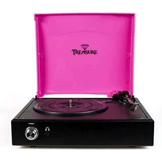 B076J15RTF - Vitrola Toca Discos Treasure - Pink/Black com soft