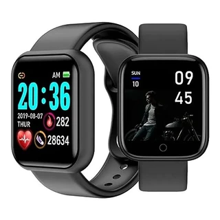 SmartWatch Relógio Inteligente Bluetooth com monitoramento cardiaco, contagem de passos, notificações, pressão sanguínea entre outras funções inteligentes (Preto)