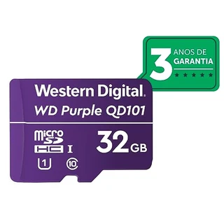 Cartão de Memória Com 3 anos de Garantia Micro SD 32GB WD Purple Intelbras